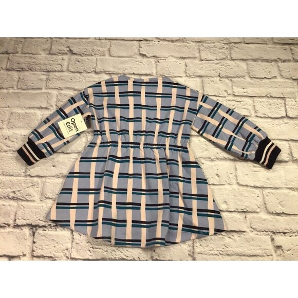 NWT Open Edit Sky Blue Multicolor Long Sleeve Dress Girl's Size 2 - Picture 3 of 3
